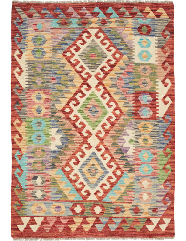 Kilim Pakistan marrone rosato e marrone 102x149