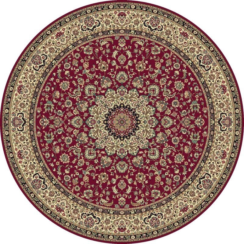 Tappeto persiano Isfahan classico rotondo medaglione rosso 12217