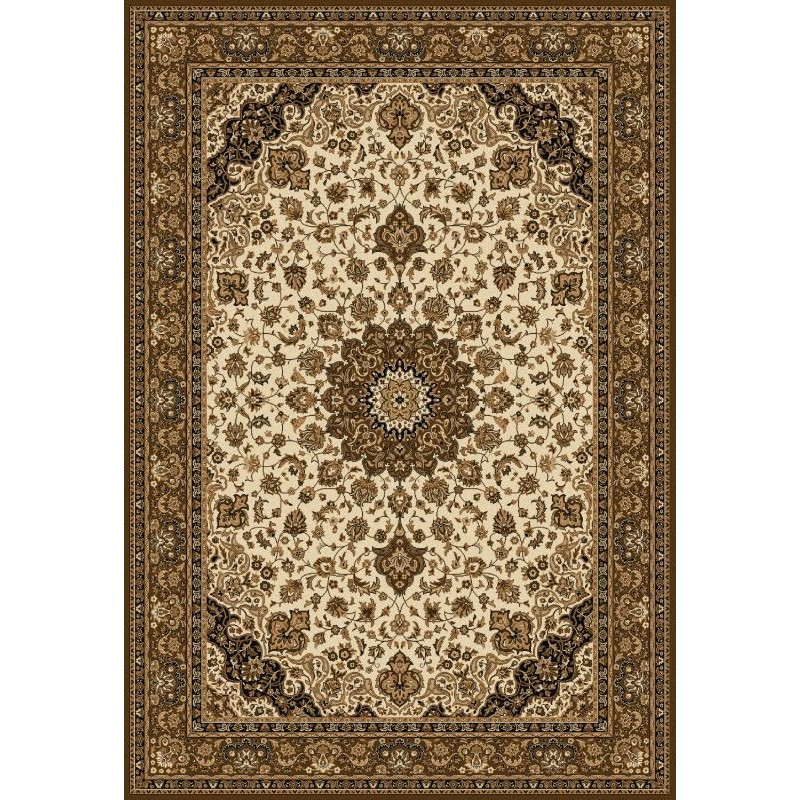 Tappeto persiano Isfahan classico medaglione crema-marrone 12217