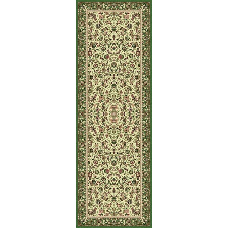 Tappeto persiano Tabriz classico passatoia medaglione crema-verde 12311