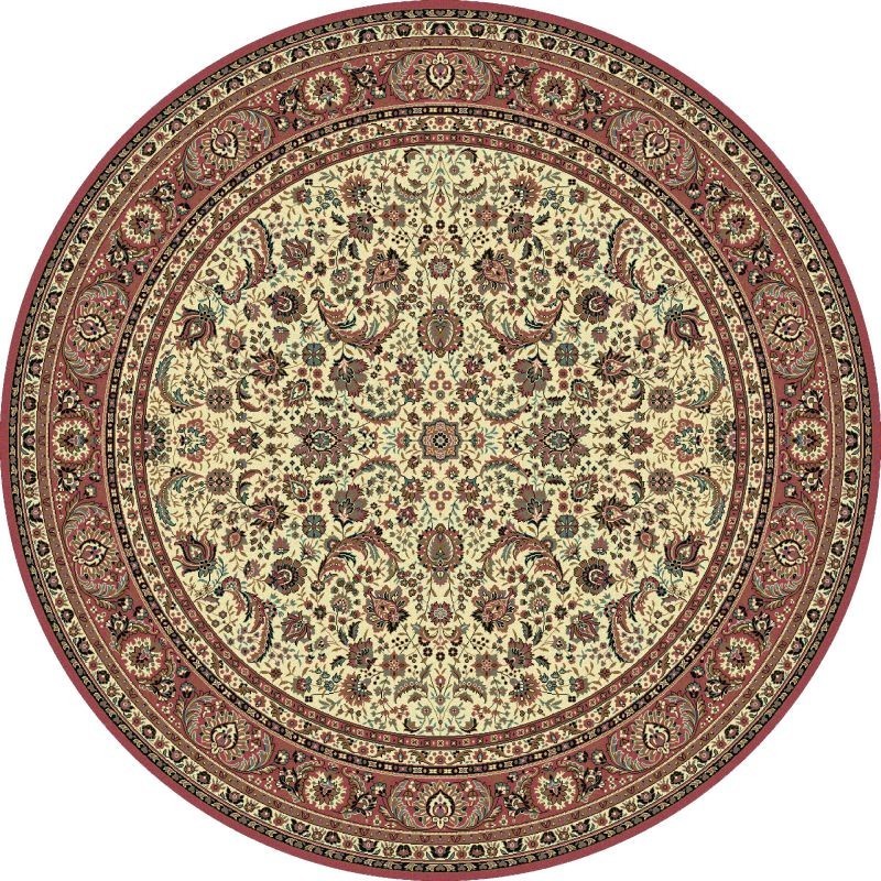 Tappeto persiano Tabriz classico rotondo floreale crema-rosa 13720