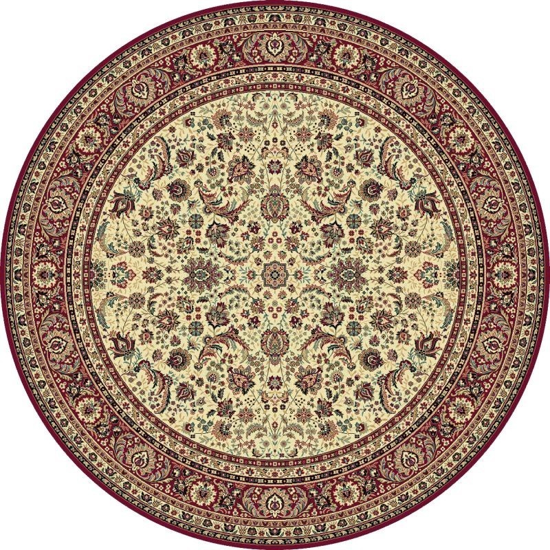 Tappeto persiano Tabriz classico rotondo floreale crema-rosso 13720