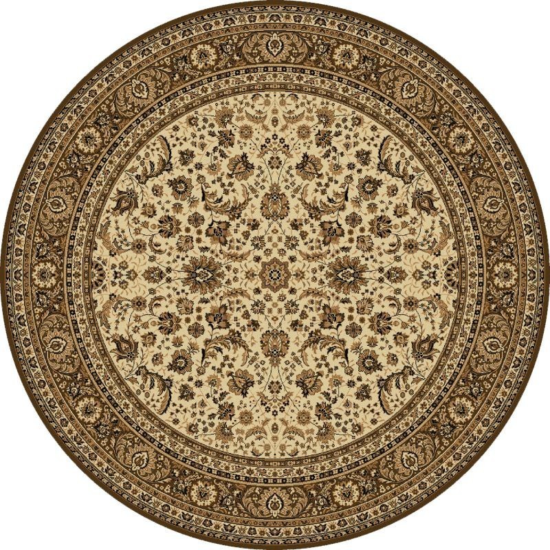 Tappeto persiano Tabriz classico rotondo floreale crema-marrone 13720