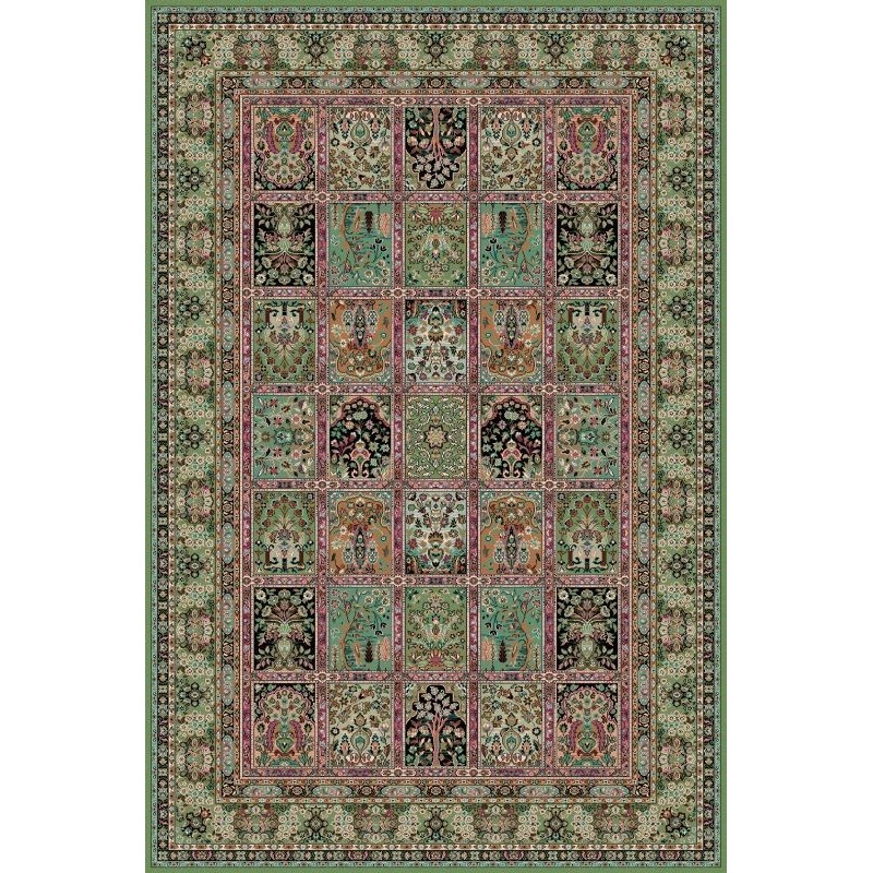 Tappeto persiano Qum formelle lana verde 1258