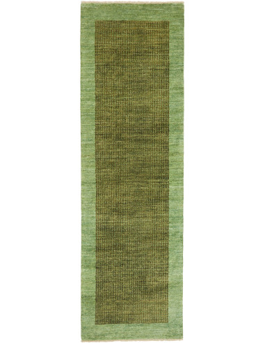Gabbeh Moderno Pakistan grigio tenue e verde mare scuro 75x258