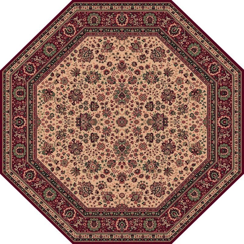 Tappeto persiano Tabriz fine lana ottagonale beige-rosso 1516-505