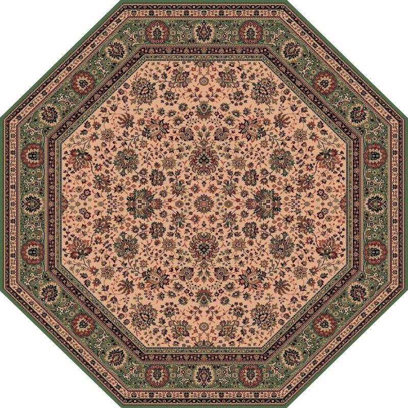 Tappeto persiano Tabriz fine lana ottagonale crema-verde 1516-508