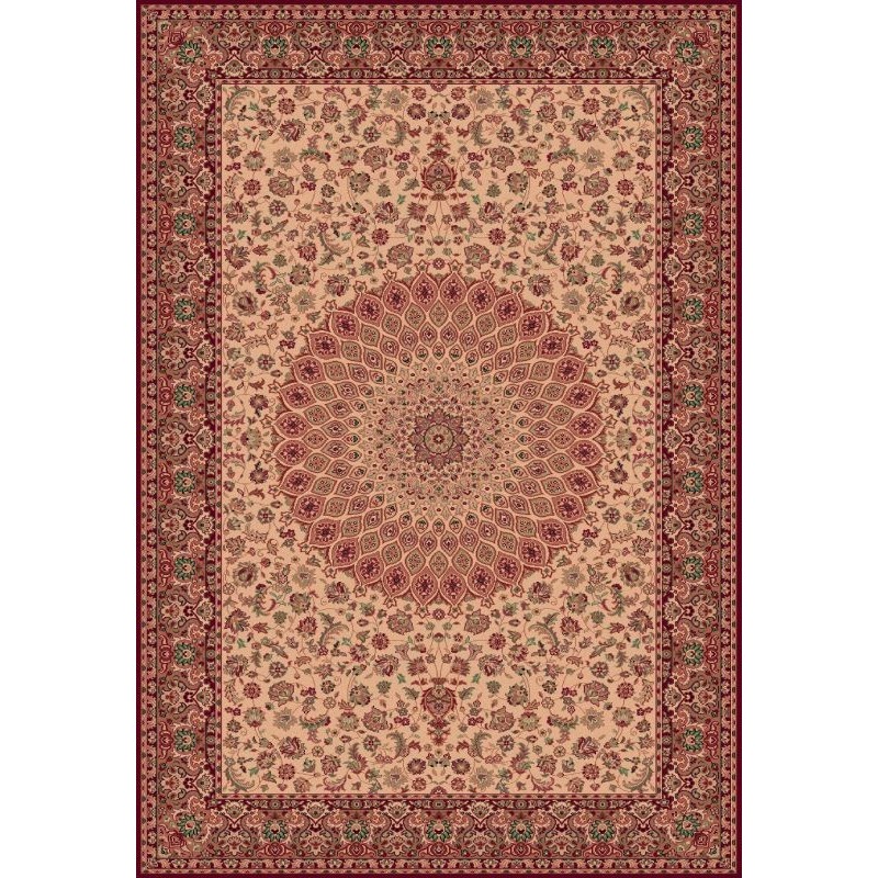 Carpet classico Qum fine lana crema-rosso 1639