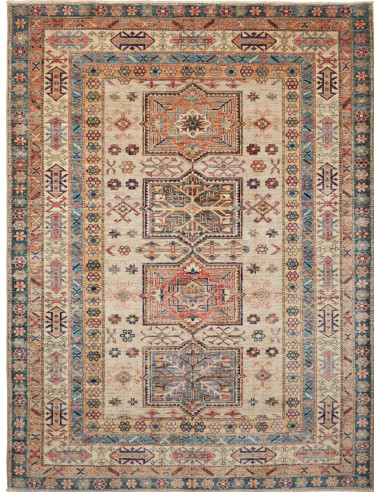Kazak Fine Pakistan marrone rosato e marrone sella 171x230
