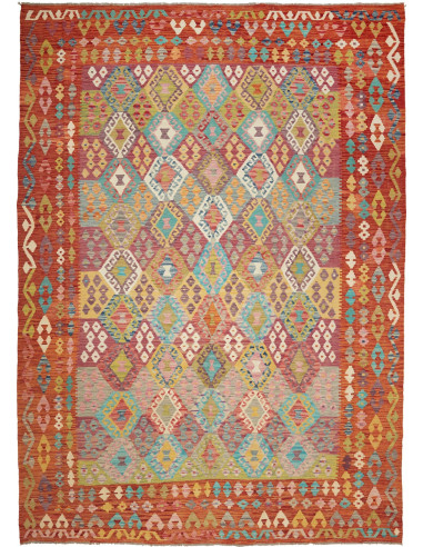 Kilim Pakistan marrone rosato e marrone rosato 247x352