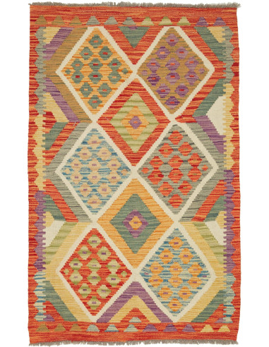 Kilim Pakistan marrone rosato e kaki scuro 84x132