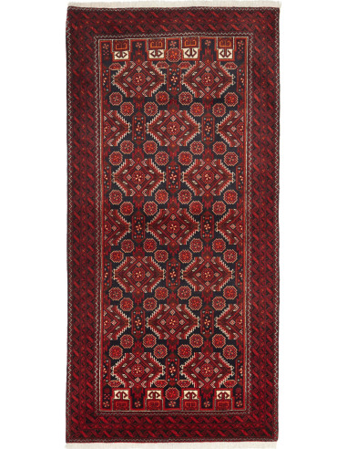 Baluch Persia marrone sella e grigio ardesia scuro 100x205