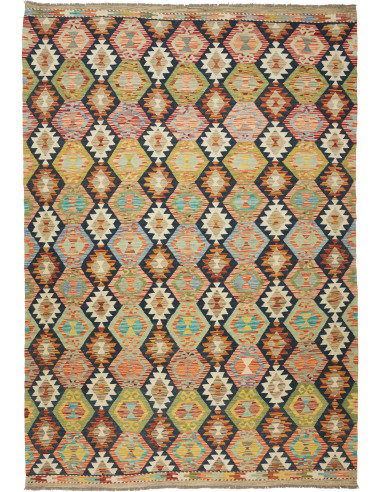 Kilim Pakistan kaki scuro e grigio ardesia scuro 200x289