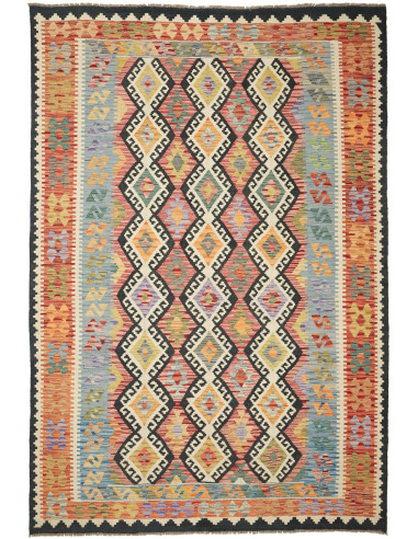 Kilim Pakistan abbronzatura e grigio tenue 204x302