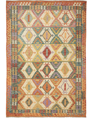 Kilim Pakistan marrone rosato e grano 205x304
