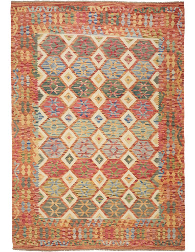 Kilim Pakistan marrone rosato e grigio chiaro 211x297