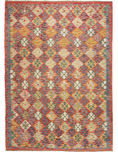 Kilim Pakistan marrone rosato e salmone scuro 213x295