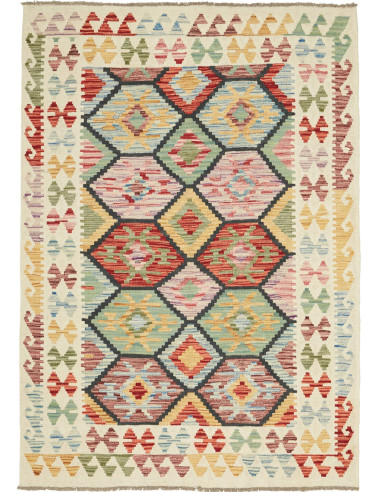 Kilim Pakistan argento e grano 129x181
