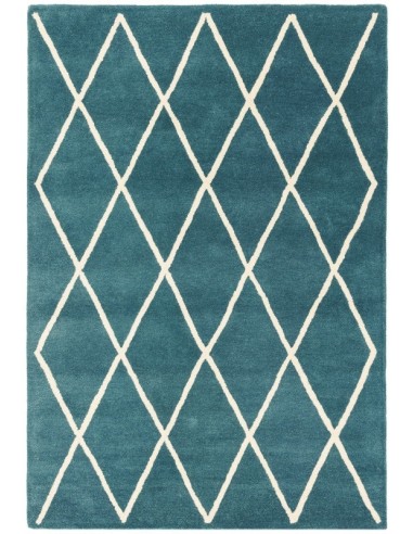 tappeto design Albany Diamond Teal con cuscino gemello blu/azzurro