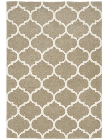 tappeto design Albany Ogee Camel con cuscino gemello bianco/beige/tortora