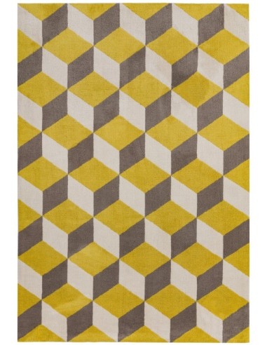 tappeto design Arlo Ar09 Yellow Block con cuscino gemello giallo/oro/rame/mattone