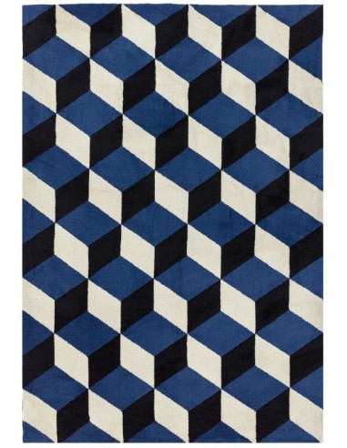 tappeto design Arlo Ar11 Blue Block con cuscino gemello blu/azzurro