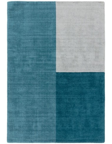 tappeto design Blox Teal con cuscino gemello blu/azzurro