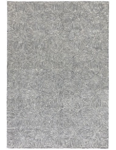 tappeto design Camden Black-White con cuscino gemello bianco/beige/tortora