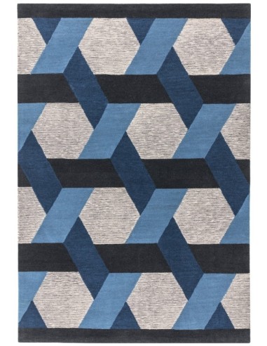 tappeto design Camden Blue con cuscino gemello blu/azzurro