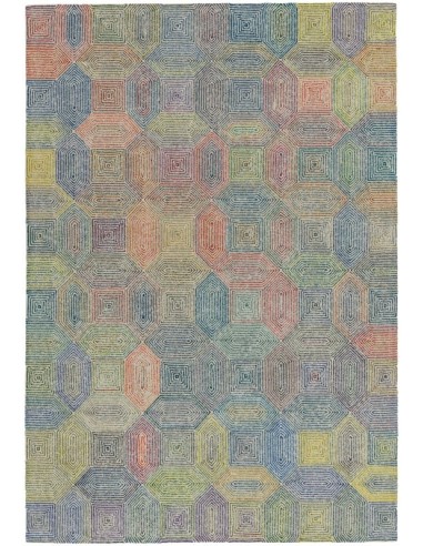 tappeto design Camden Cream-Multi con cuscino gemello multicolor