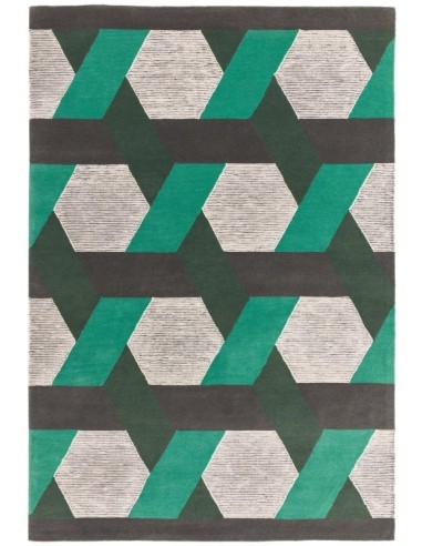 tappeto design Camden Green con cuscino gemello verde/oliva
