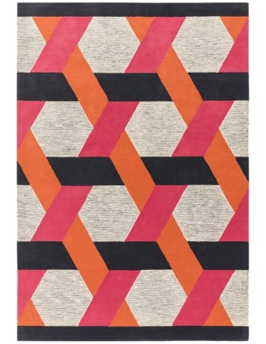 tappeto design Camden Orange con cuscino gemello rosso/arancio/bordeaux
