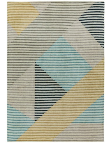 tappeto design Dash Da03 Blue Multi con cuscino gemello multicolor