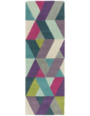 tappeto design Funk 02 Chevron Blue Green Passatoia con cuscino gemello blu/azzurro