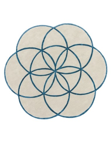 tappeto design Lotus Blue con cuscino gemello blu/azzurro