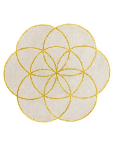 tappeto design Lotus Gold con cuscino gemello giallo/oro/rame/mattone