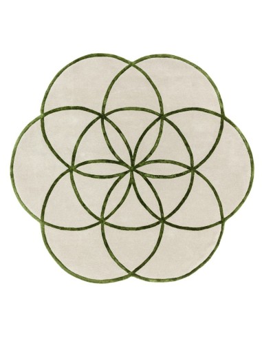 tappeto design Lotus Green con cuscino gemello verde/oliva