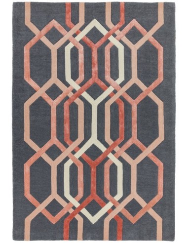tappeto design Matrix 66 Hexagon Charcoal con cuscino gemello multicolor