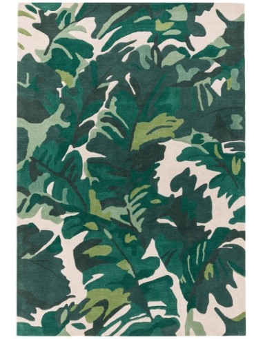 tappeto design Matrix 73 Palm Green con cuscino gemello verde/oliva