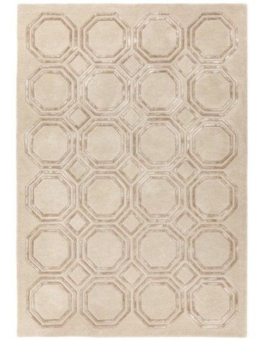 tappeto design Nexus Octagon Beige-Beige con cuscino gemello bianco/beige/tortora