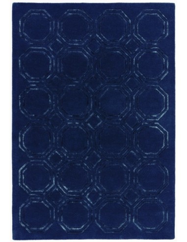 tappeto design Nexus Octagon Navy-Navy con cuscino gemello blu/azzurro
