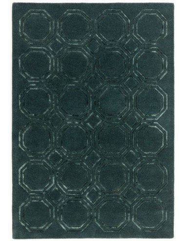 tappeto design Nexus Octagon Petrol-Petrol con cuscino gemello 