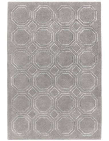 tappeto design Nexus Octagon Silver-Silver con cuscino gemello grigio/nero/antracite