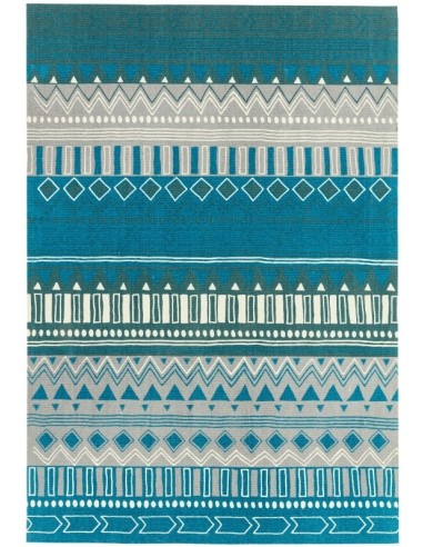 tappeto design Onix 16 Tribal Mix Teal con cuscino gemello blu/azzurro