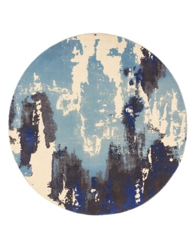 tappeto design Saturn Blue Circle Rotondo con cuscino gemello blu/azzurro