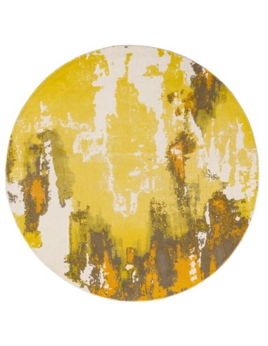 tappeto design Saturn Yellow Circle Rotondo con cuscino gemello giallo/oro/rame/mattone