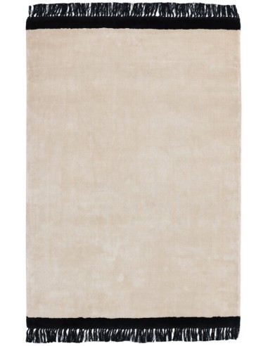 tappeto tinta unita Elgin Cream-Black Border bianco e nero