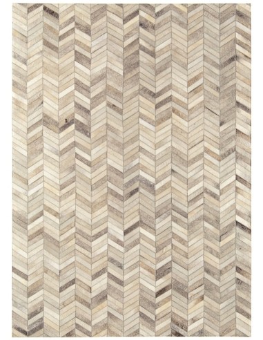 tappeto in pelle Gaucho Chevron bianco/beige/tortora