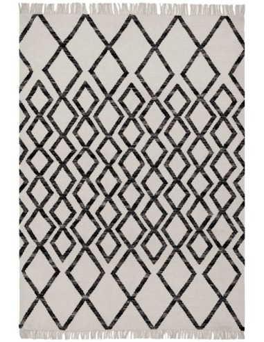 tappeto fibra naturale Hackney Diamond Mono bianco e nero