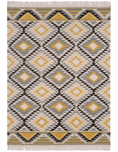 tappeto fibra naturale Kelims Modern KELM04 giallo/oro/rame/mattone